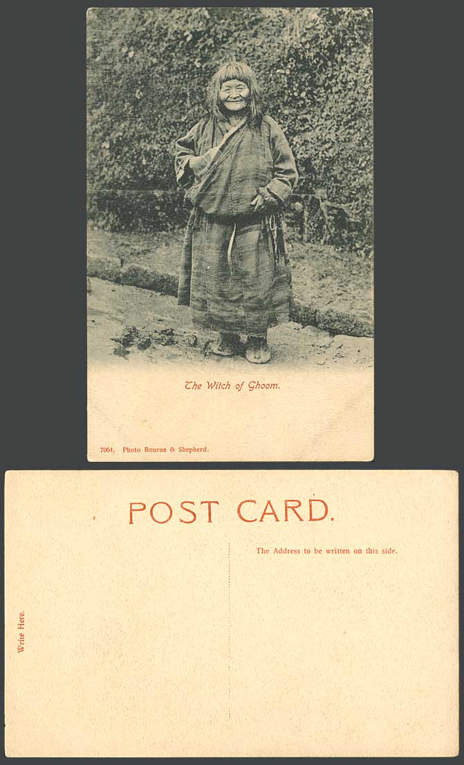 TIBET China India Old Postcard WITCH of GHOOM Tibetan Woman Costumes, Darjeeling
