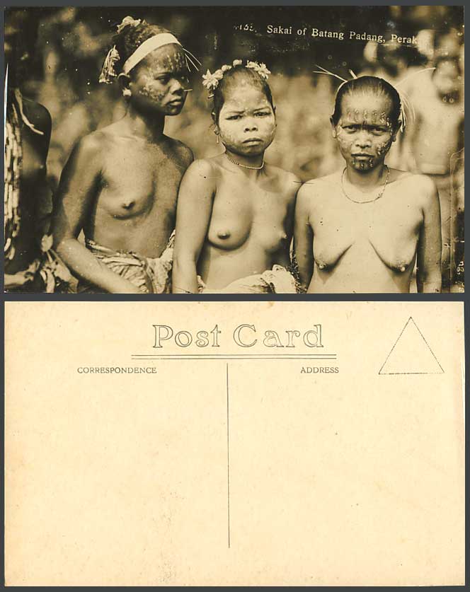 Perak Old Real Photo Postcard Native Sakai Batang Padang Girl Women Ethnic Life.