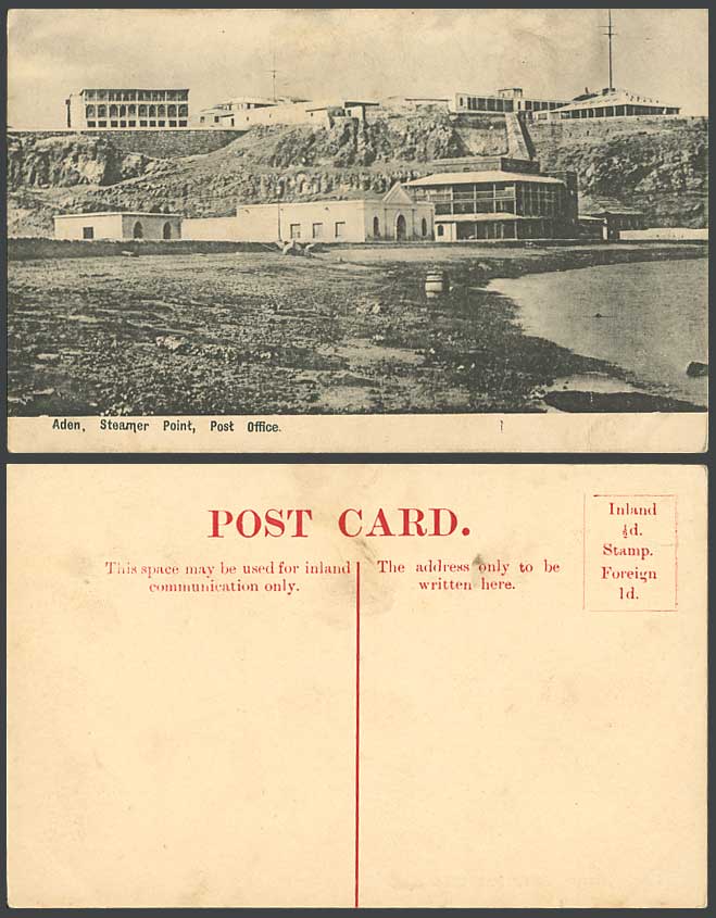 Aden Steamer Point Post Office Buildings Yemen Panorama Middle East Old Postcard