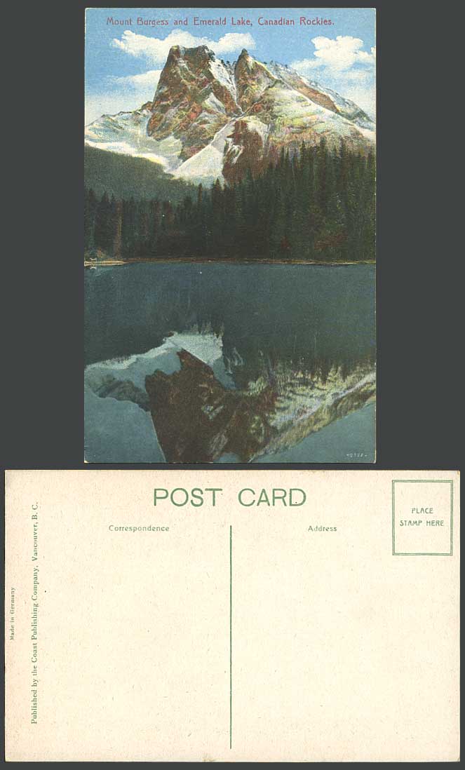 Canada Mount Burgess Emerald Lake Canadian Rockies Mountains Old Colour Postcard