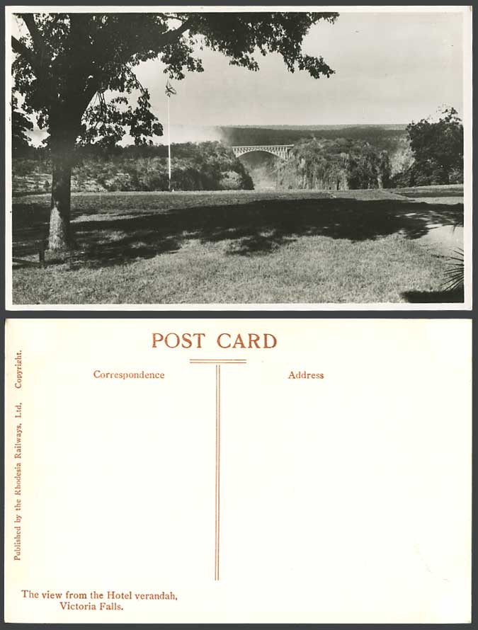 Rhodesia Old Real Photo Postcard Victoria Falls, Bridge View From Hotel Verandah