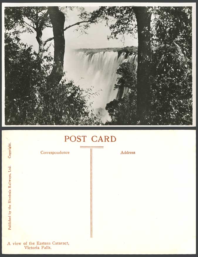 Rhodesia Old Real Photo Postcard Victoria Falls Eastern Cataract View Waterfalls
