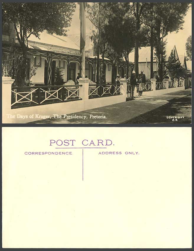 South Africa PRETORIA The Presidency The Days of Kruger Guards Old R.P. Postcard