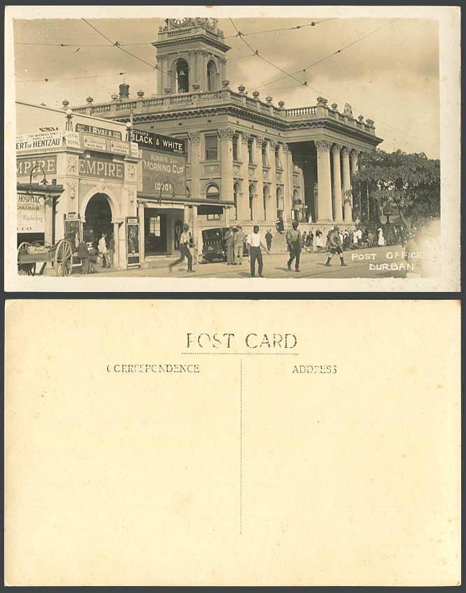 South Africa Durban Post Office Street Scene Empire Theatre Adverts Old Postcard