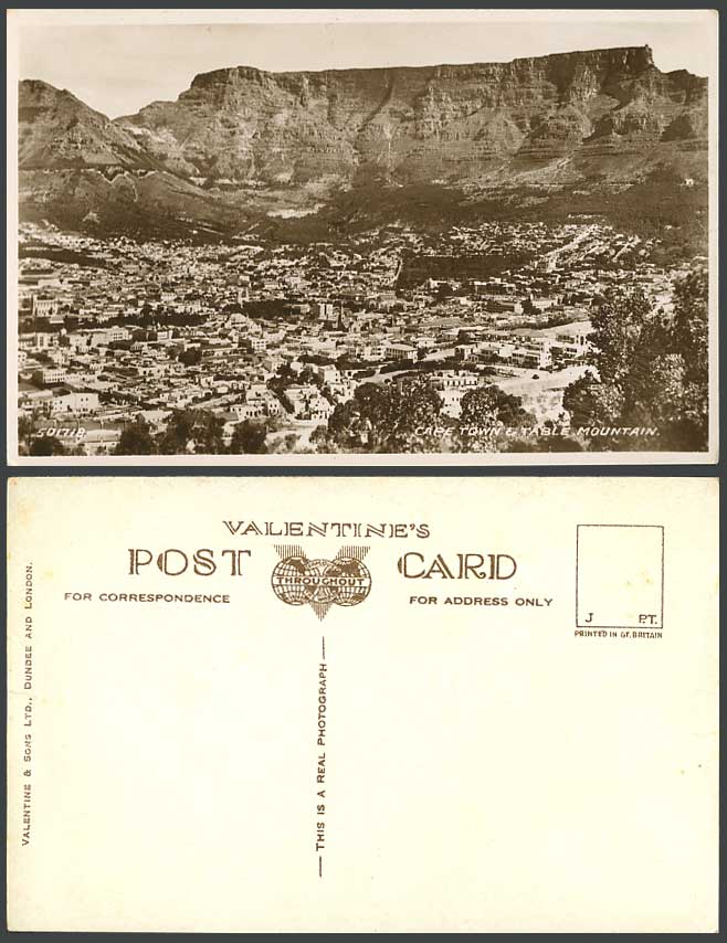 South Africa Table Mountain Cape Town Panorama General View Old R Photo Postcard