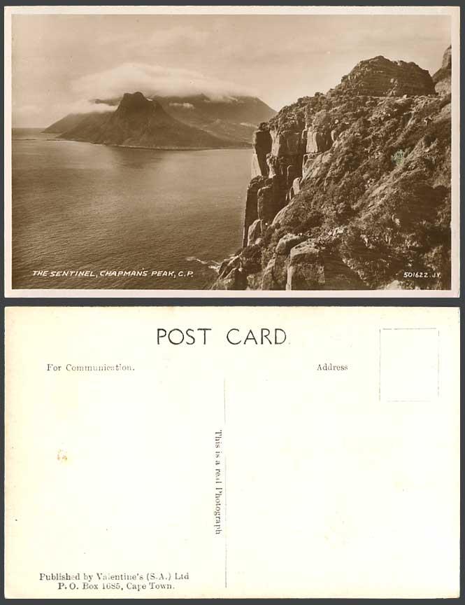 South Africa The Sentinel Chapman's Peak C.P. Clouds Cape Town Old R.P. Postcard