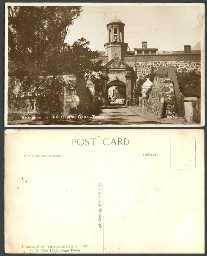 South Africa Cape Town Entrance to The Castle Gate Tower Old Real Photo Postcard