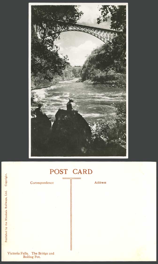 Rhodesia Old Real Photo Postcard Victoria Falls The Bridge and Boiling Pot Rocks