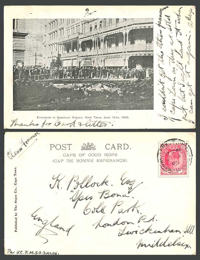 South Africa Explosion Adderley Street Ruins Cape Town June 13 1905 Old Postcard