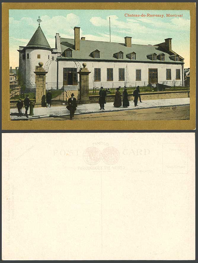Canada Old Color Postcard Chateau de Ramezay Montreal Entrance Gate Street Scene