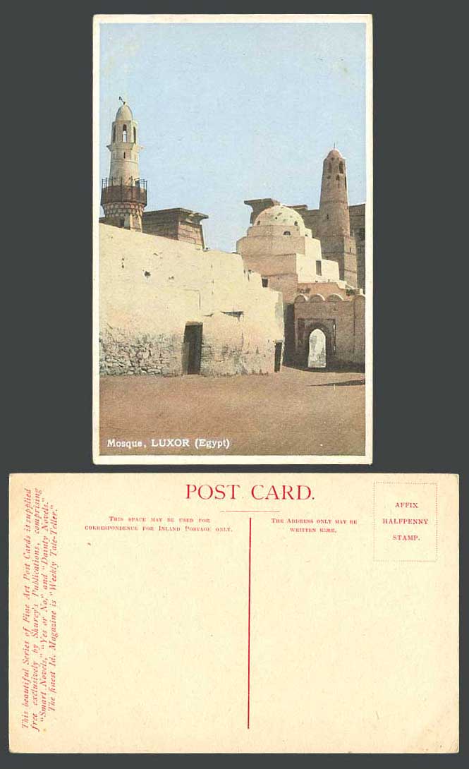 Egypt Old Colour Postcard Luxor Mosque Louxor Louqsor Mosquee Gate Door & Towers
