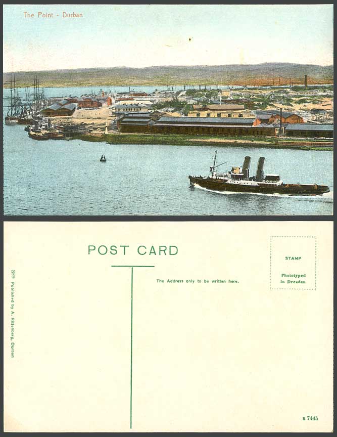 South Africa Old Postcard The Point Durban Steam Ships Steamers Boats in Harbour