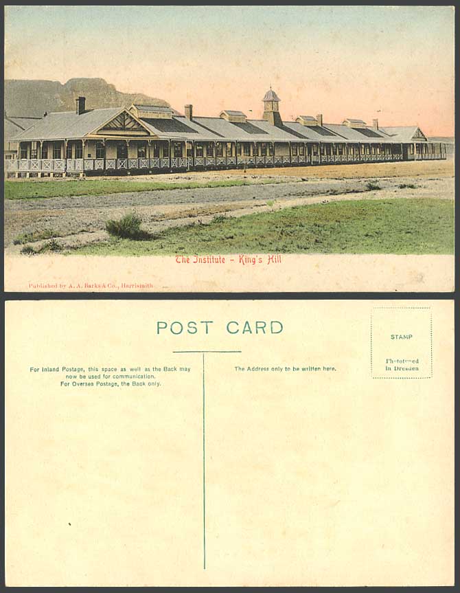 South Africa Old Hand Tinted Postcard The Institute King's Hill Harrismith Hills
