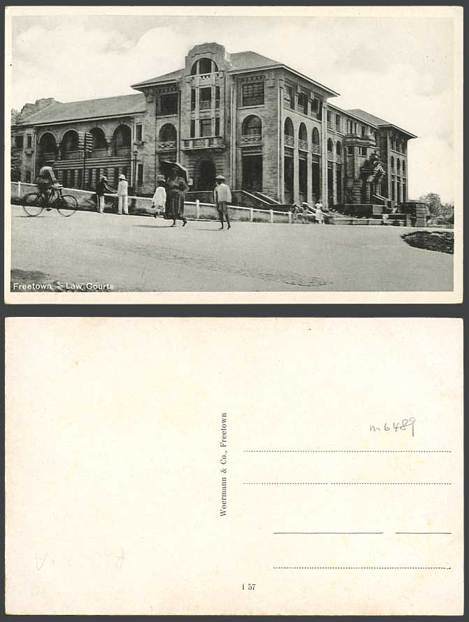 Sierra Leone Old Postcard Freetown Law Courts Court of Justice Bike Street Scene