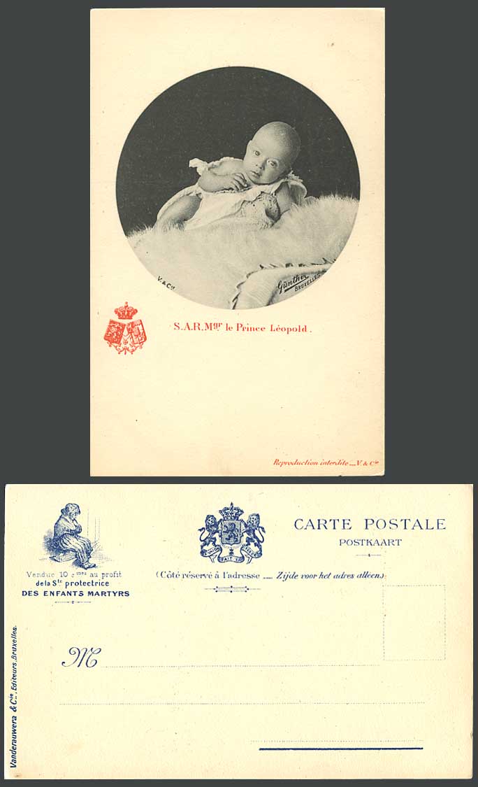 Belgium S.A.R. Mgr Prince Leopold III Baby Child Belgian Royalty Old UB Postcard