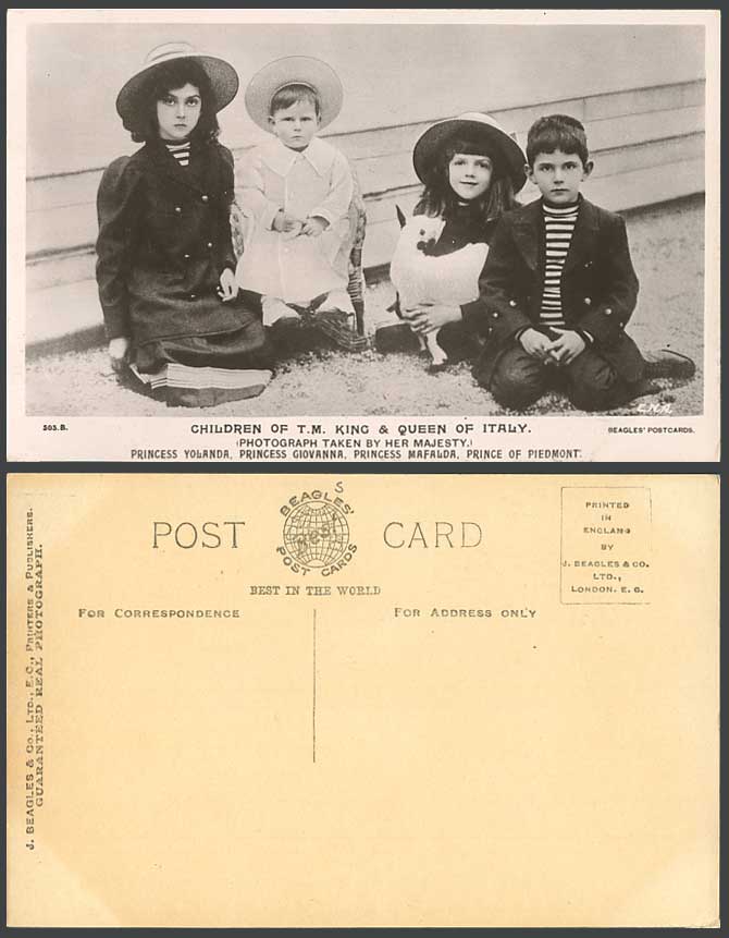 Italy Old Postcard Royal Princess Yolanda Giovanna Mafalda Prince Piedmont, Lamb