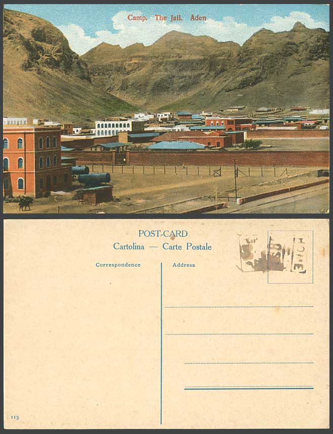Aden Camp The Jail Prison Yemen Old Postcard Rock Mountains Panorama Middle East