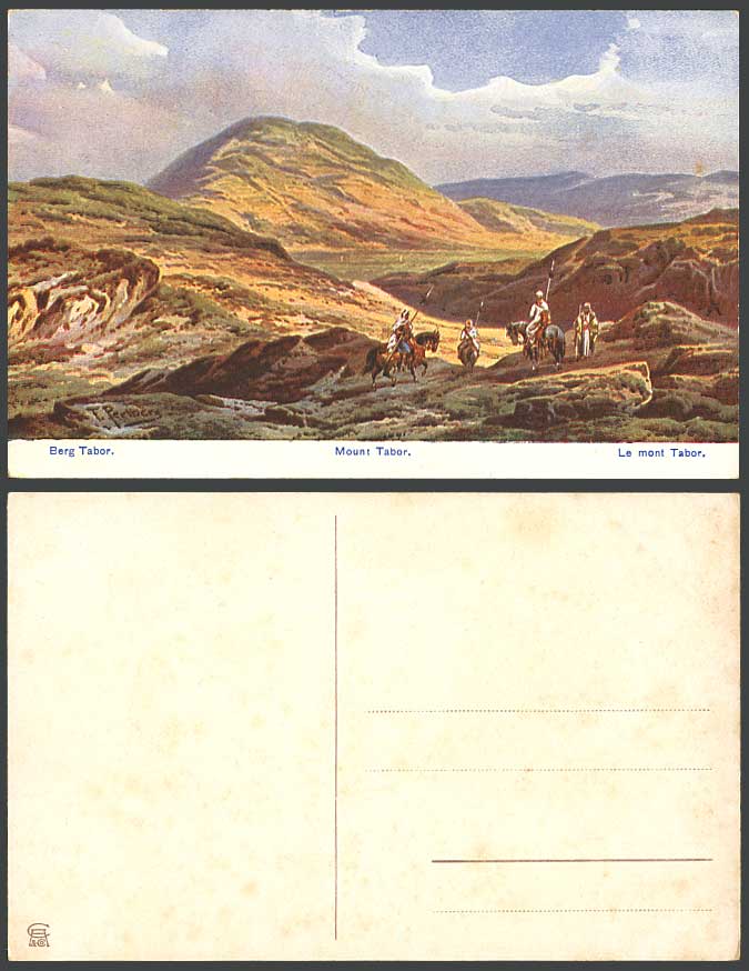 Palestine F. Perlberg Old Postcard Mount Tabor Mont Berg Nazareth Mountain Horse