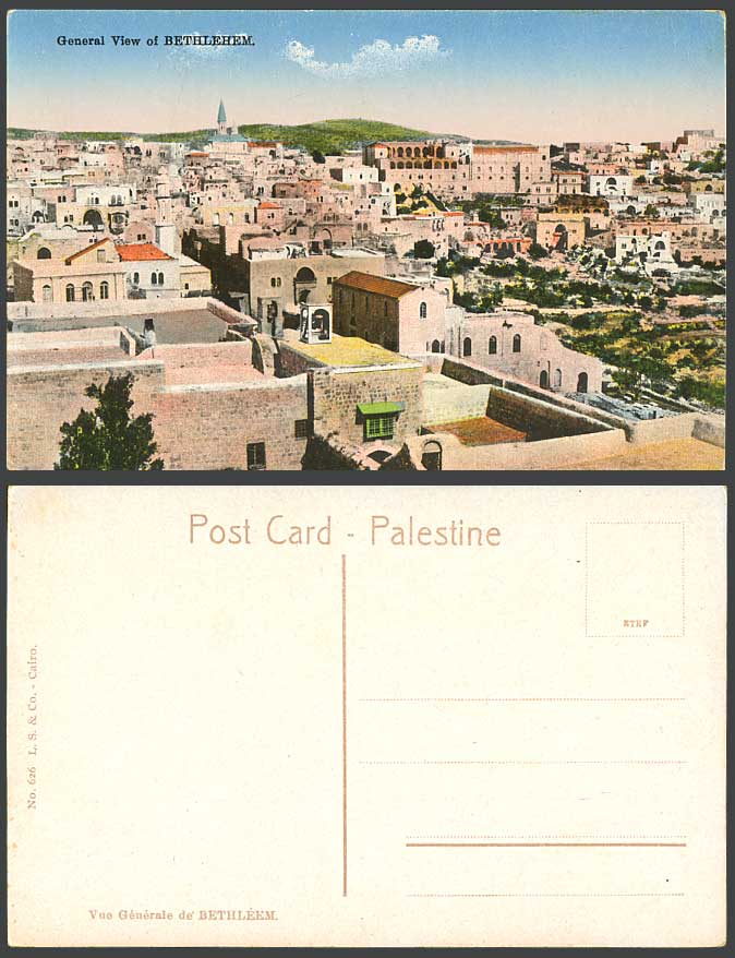 Palestine Old Color Postcard General View Bethleem Bethlehem Panorama Bell Tower
