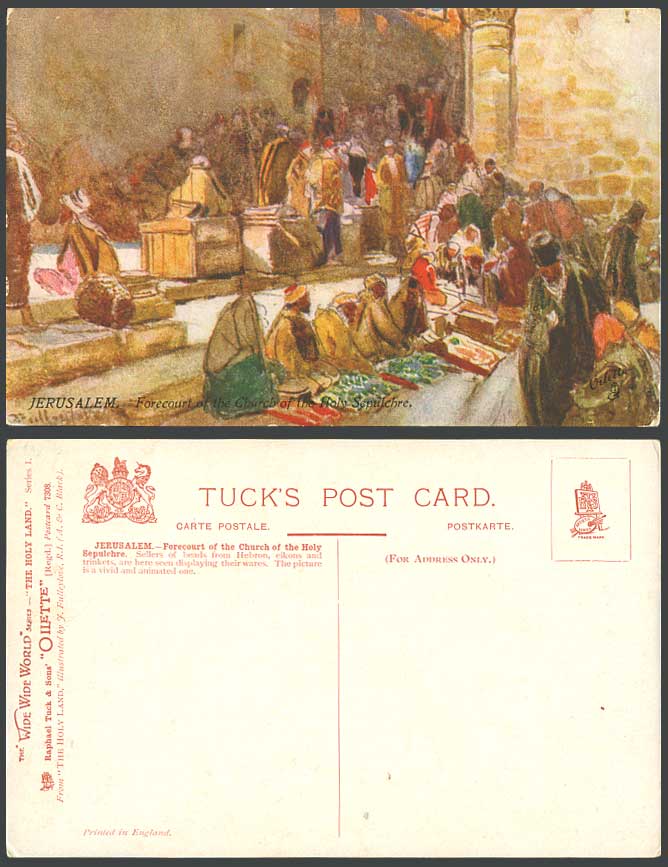 Jerusalem J. Fulleylove Old Tuck's Postcard Forecourt - Church of Holy Sepulchre
