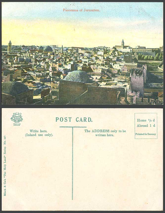 Palestine Old Colour Postcard Panorama of Jerusalem Holy Land Middle East Israel