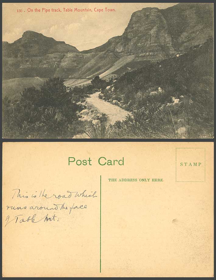 South Africa Cape Town Old Postcard On The Pipe Track Table Mountain Road No.130