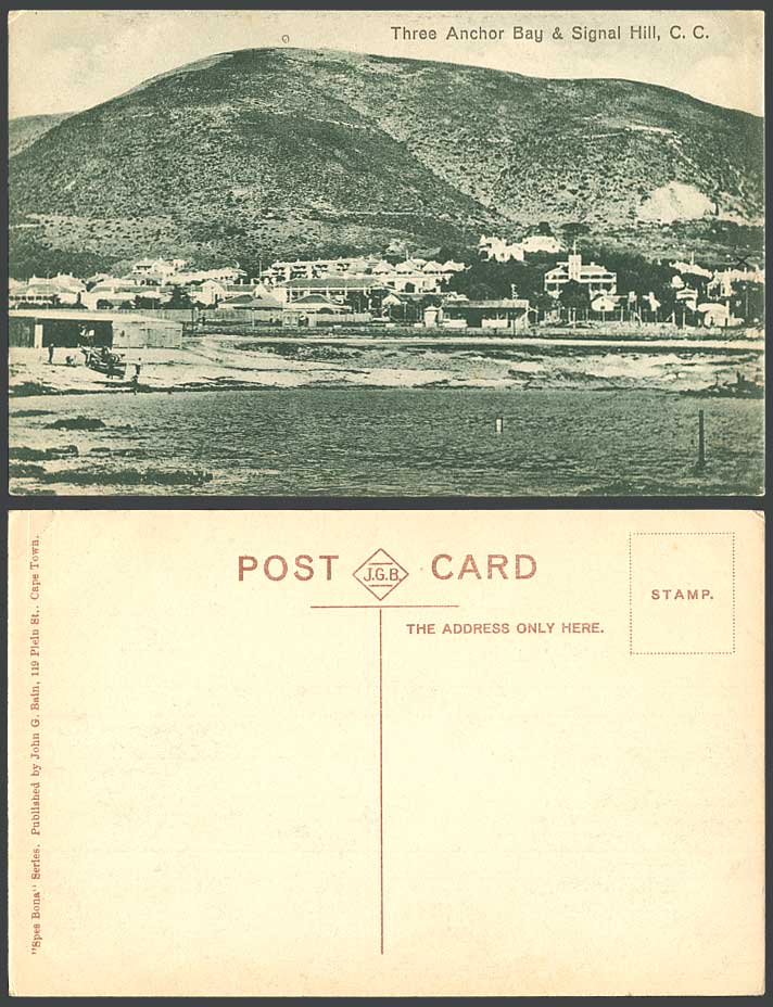 South Africa Old Postcard Three Anchor Bay and Signal Hill C.C. Cape Town Suburb