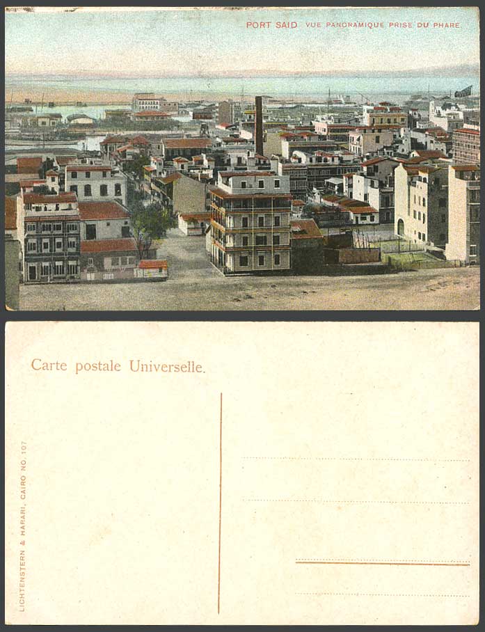 Egypt Old Postcard Port Said, Panorama from Lighthouse, Vue Panoramique Le Phare