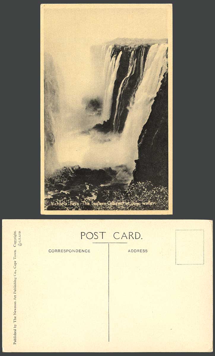 Rhodesia Old Postcard Victoria Falls Eastern Cataract at Low Water Waterfalls CT