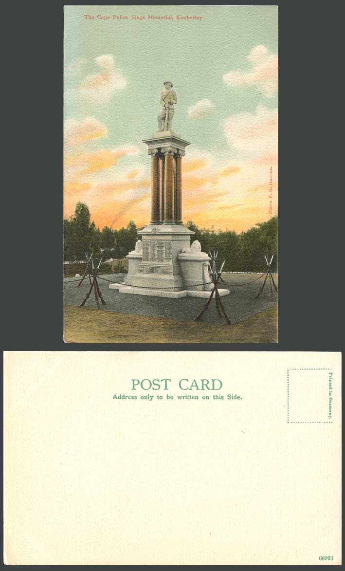South Africa Kimberley, Cape Police Memorial Monument Statue Old Colour Postcard
