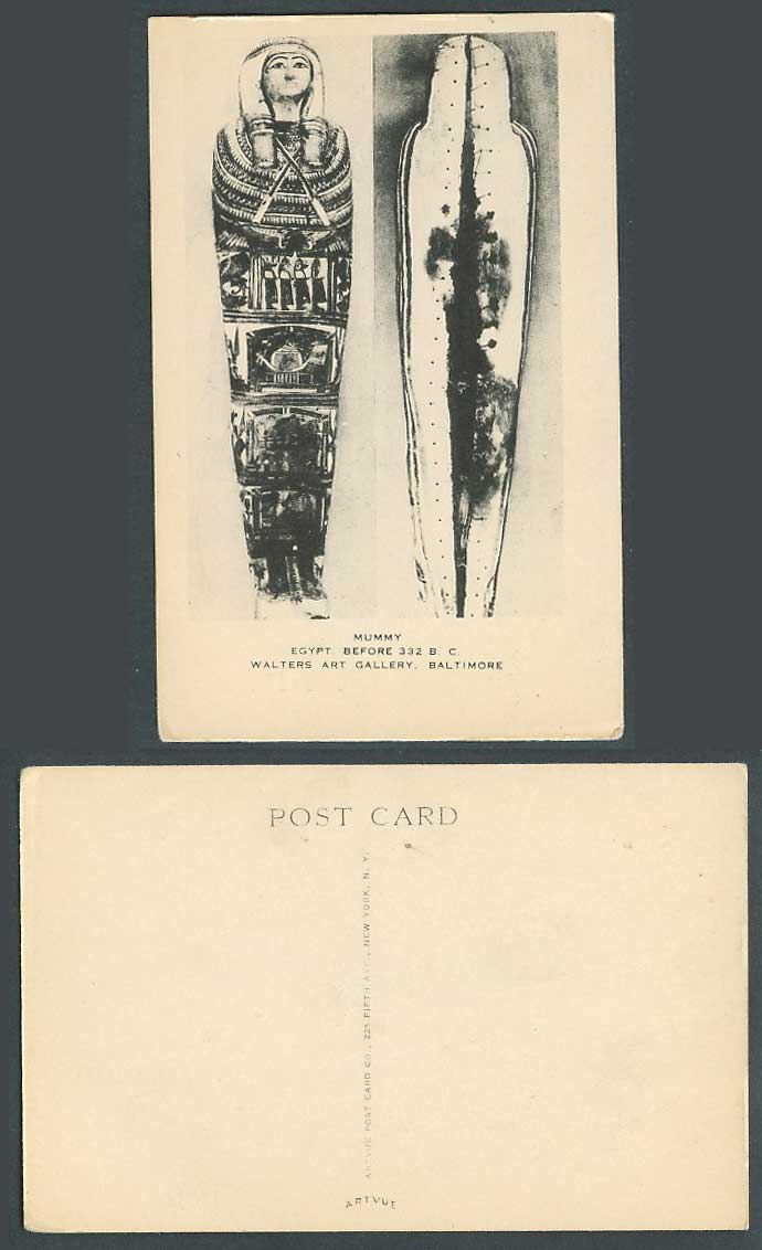 Egypt Old Postcard Mummy Before 332 B.C. Walters Art Gallery, Baltimore Maryland