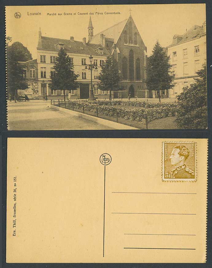 Belgium Louvain 3f Old Postcard Marche aux Grains, Couvent des Pères Conventuels