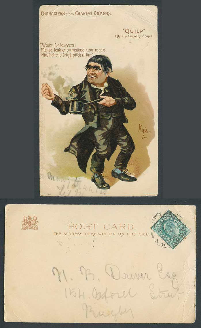 Charles Dickens Quilp The Old Curiosity Shop Kyd Signed 1903 Old Tuck's Postcard