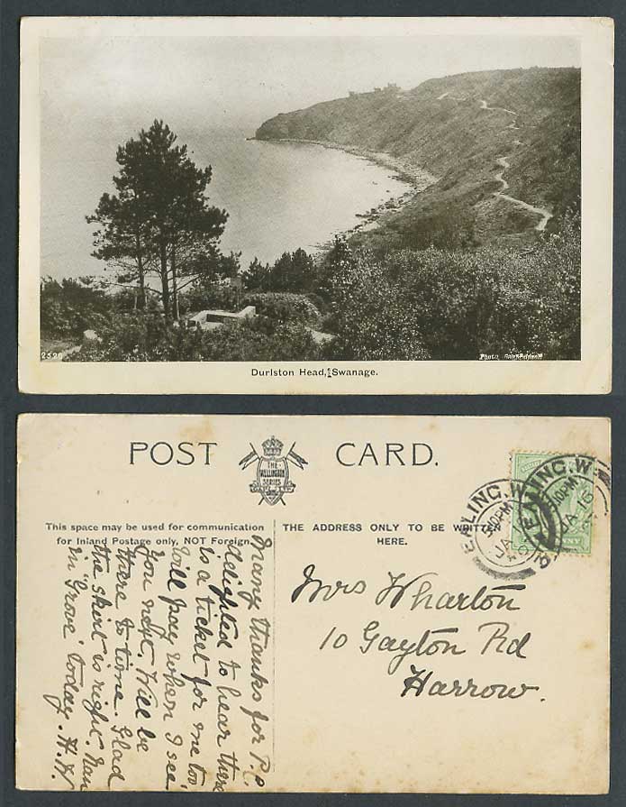 Durlston Head Swanage Dorset 1907 Old Postcard Cliffs Seaside Panorama G & P Ltd