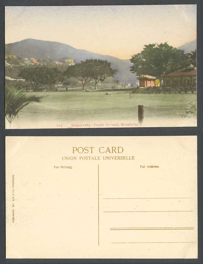 Hong Kong China Old Hand Tinted Postcard Happyvalley Tennis Ground, Happy Valley