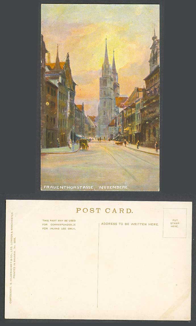 Germany Art Artist Drawn Old Postcard Nuremberg, Frauenthorstasse, Street Scene