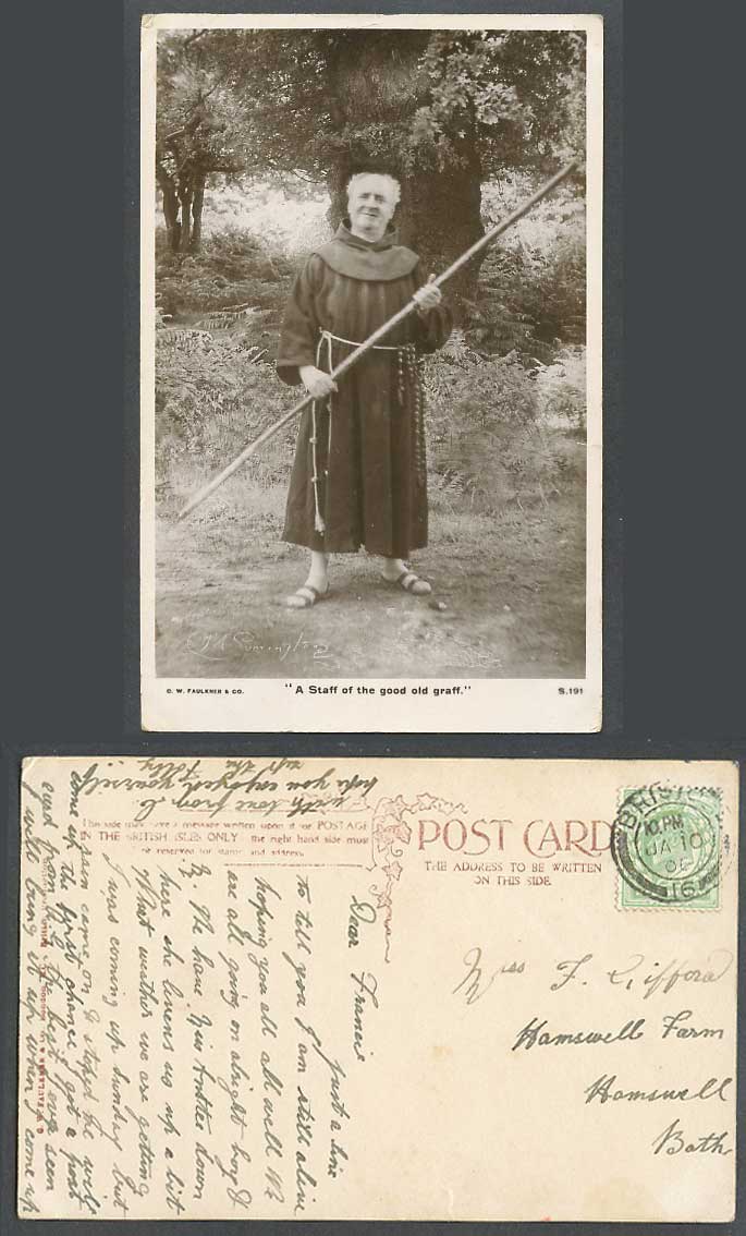 Priest wears Religious Costumes, A Staff of the Good Old Graff 1906 Old Postcard