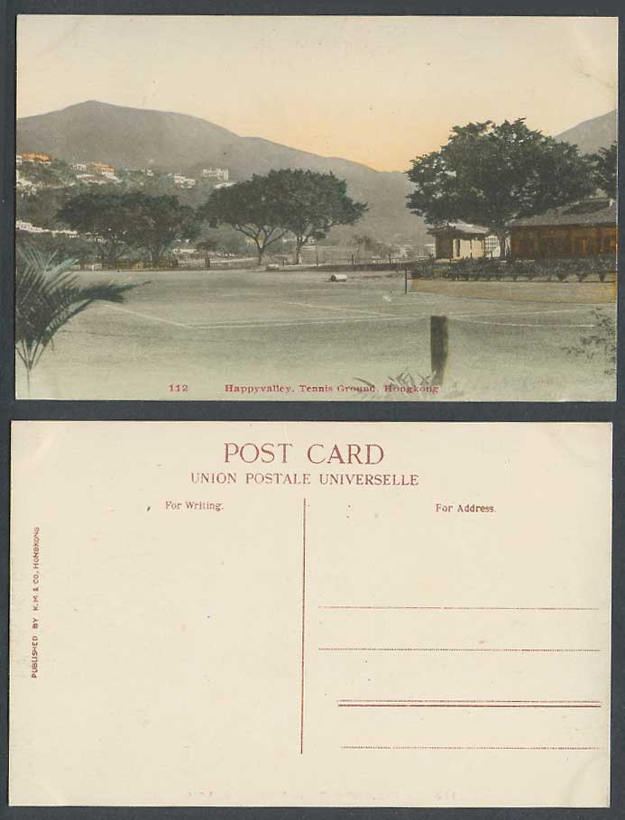 Hong Kong Old Hand Tinted Postcard Happyvalley Tennis Ground Happy Valley No.112
