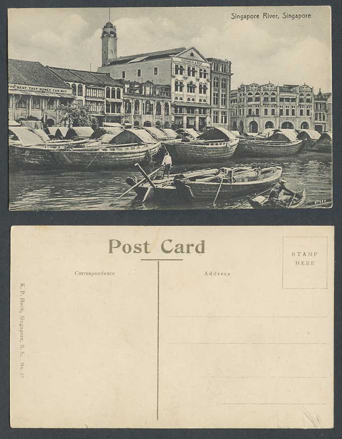 Singapore River Old Postcard Harbour Sampan Boats Guthrie &Co Best Money Can Buy