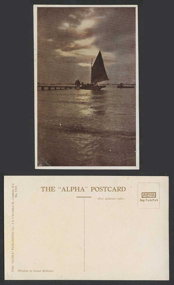 Sailing Vessel Boat, Pier Jetty, Harbour, Seaside Panorama Shipping Old Postcard