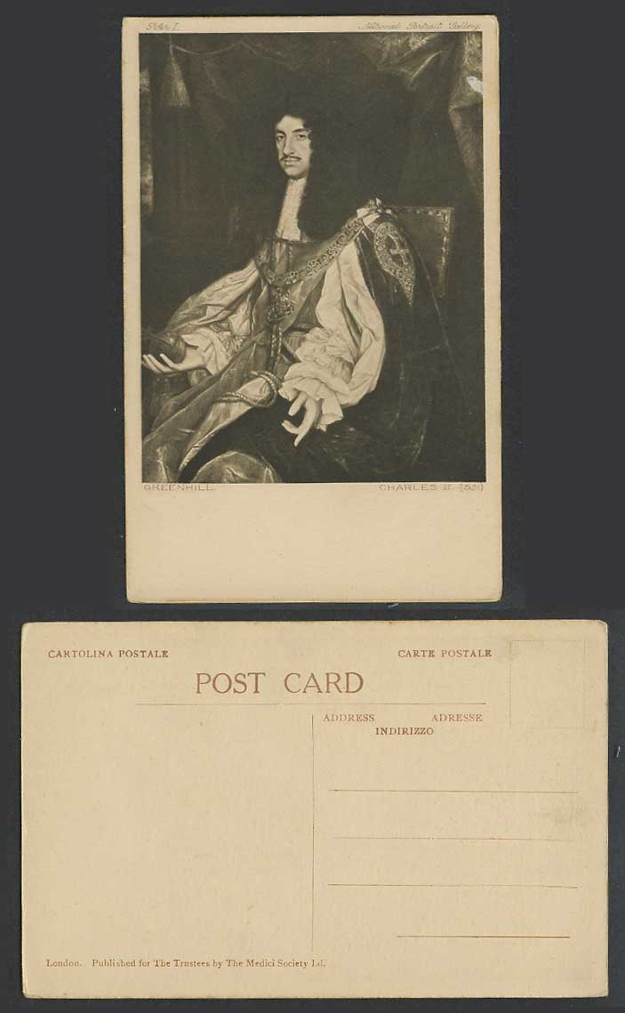 Greenhill Charles II Brit. Royalty National Portrait Gallery London Old Postcard