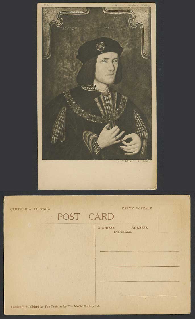 Richard III of England, British Royalty, National Portrait Gallery Old Postcard
