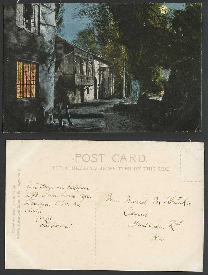 Guy's Cliffe, The Mill by Night, Moonlight, Full Moon, Warwickshire Old Postcard