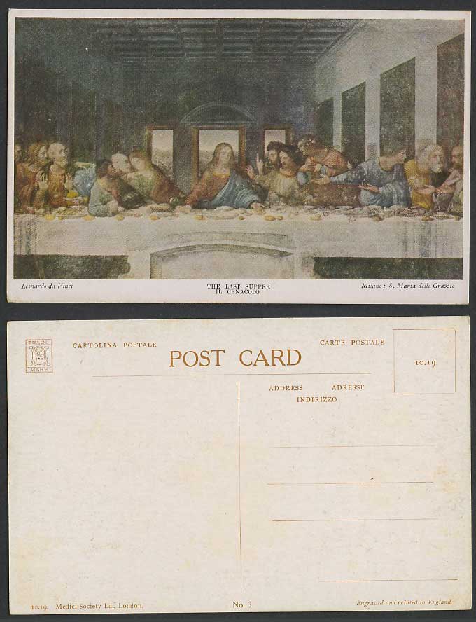 The Last Supper Leonardo da Vinci Il Cenacolo Milano S Maria Grazie Old Postcard