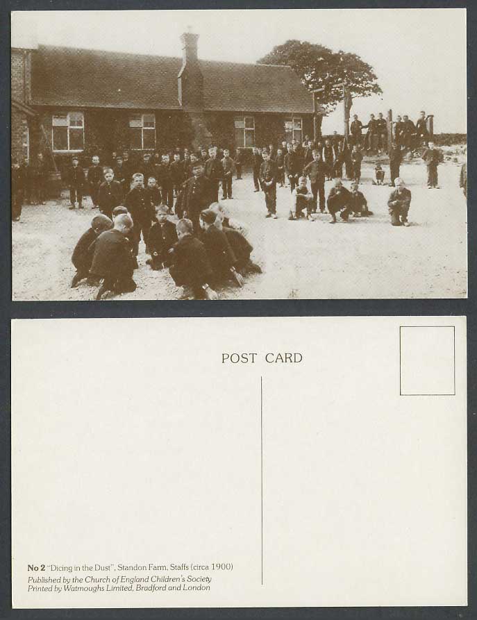 Staffs. Standon Farm, Children Boys, Dicing in the Dust, c.1900 Repro. Postcard
