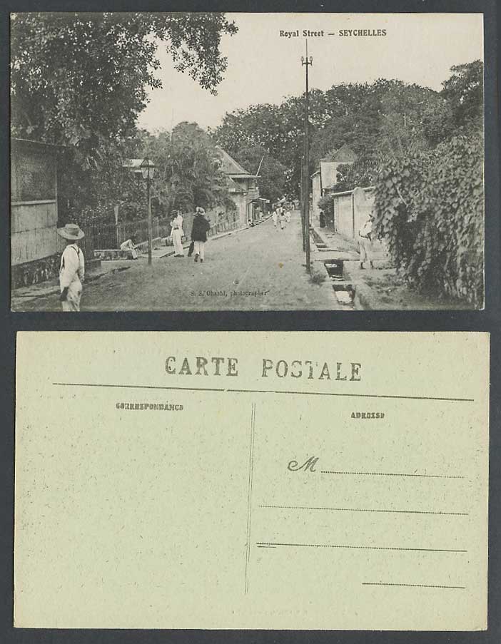 Seychelles Old Postcard Royal Street Scene, Mahe Mahé, S.S. Ohashi Photographer