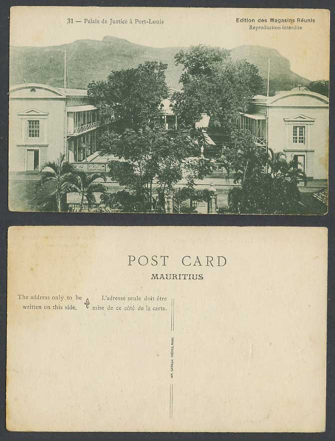 Mauritius Old Postcard Port Louis Palais de Justice Court Law Courts Street View