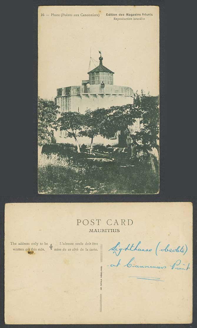 Mauritius Old Postcard Lighthouse Phare Pointe aux Canonniers Grand Baie Maurice