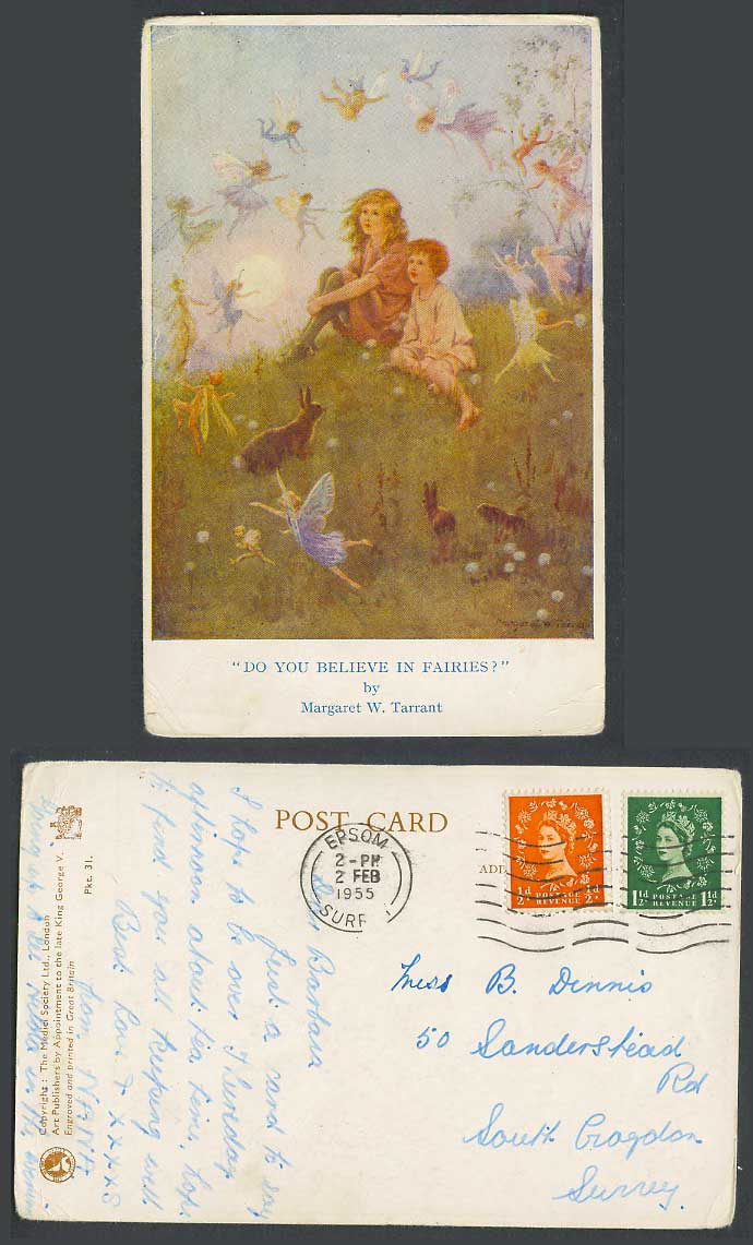 Margaret W. Tarrant 1955 Old Postcard Do You Believe in Fairies? Fairy Hours 31.