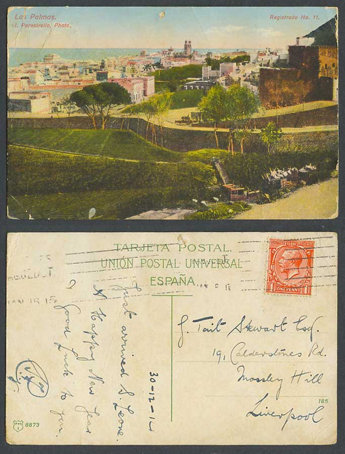 Spain 1915 Old Postcard Las Palmas I. Perestrello, Photo, Panorama, Gran Canaria